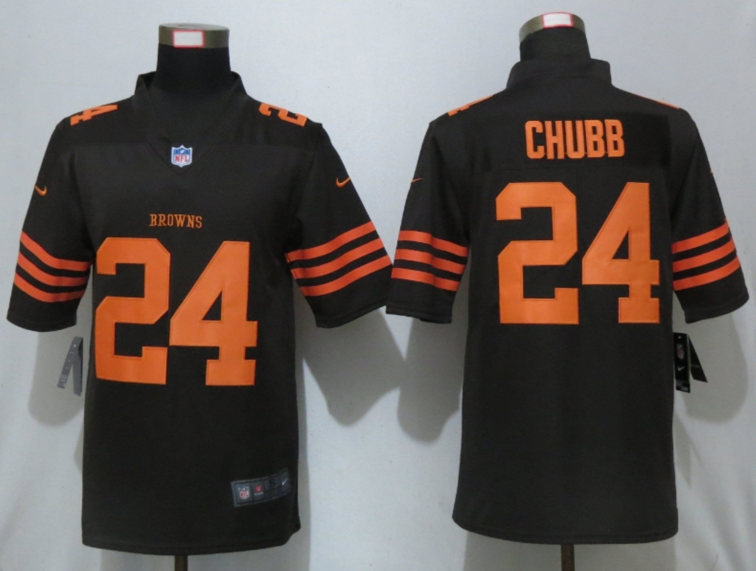 Men Cleveland Browns 24 Chubb Navy Pick Nike Color Rush Limited NFL Jerseys